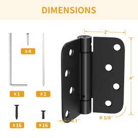 Luxbaro 2 Pack Self Closing Door Hinges 4 Inch, Adjustable Tension, Black