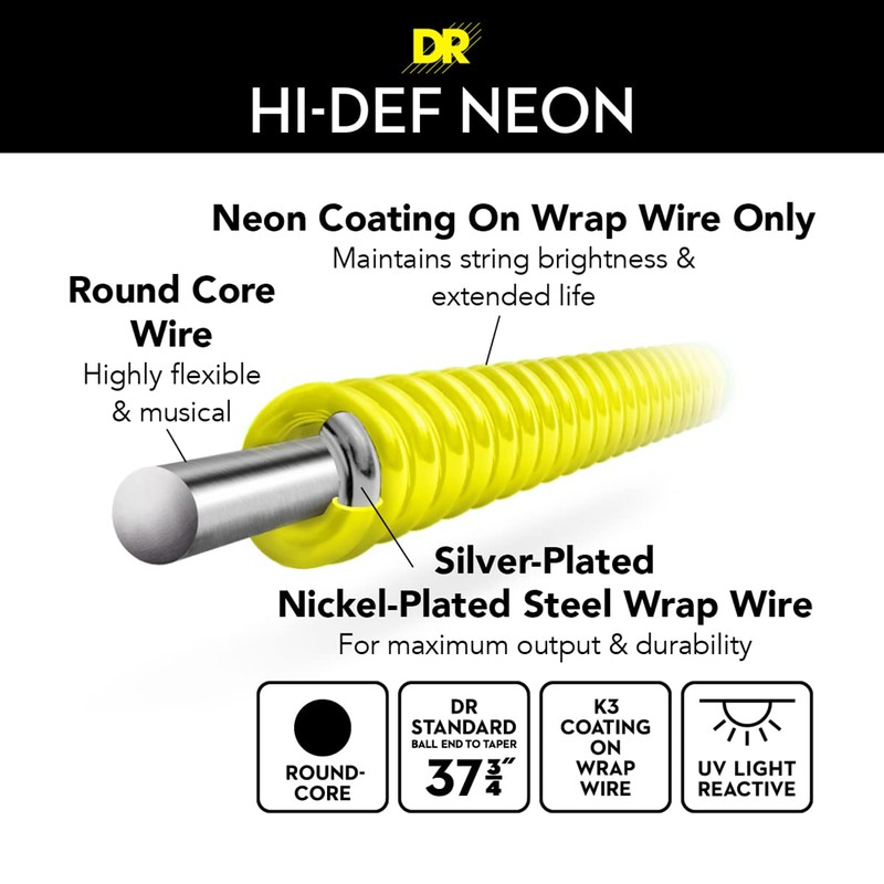 DR Strings HI-DEF NEON Bass Guitar Strings (NYB-40)