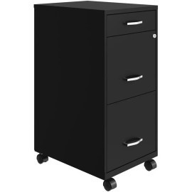 Hirsh Industries LLC Space Solutions 18" Deep 3 Drawer Mobile Metal Vertical File Cabinet - Black