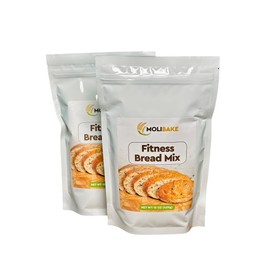Molibake Fitness Bread Mix – Pack of 2 – All-Natural High-Fiber Bread Mix for Bread Machine and Oven – 15 oz – Whole Grain Breads Mix with Carrots, Oats, Flax, Sunflower & Sesame Seeds – Easy-to-Use Bread Maker Mix for Homemade Baking