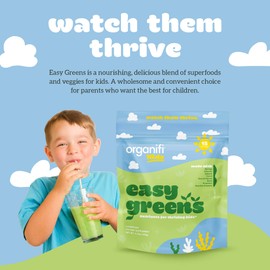 Organifi Kids: Easy Greens - Probiotics for Kids Made with a Delicious Blend of Vegetables and Superfoods - Plant-Based, Vegan, and No Gluten, Dairy, or Soy, 15 Servings