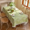 Rakila Rectangle Vintage Cotton Linen Tablecloth with Stitching Tassels Washable