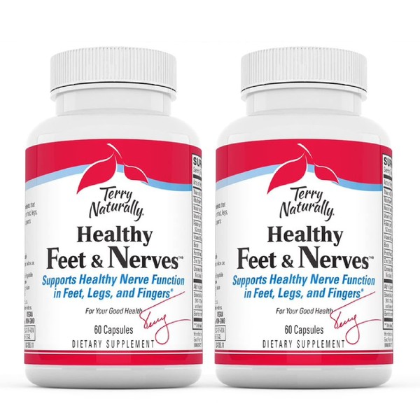 Terry Naturally Healthy Feet & Nerves - 60 Vegan Capsules, Pack of 2 - Nerve Function Support Supplement - Contains B Vitamins & Boswellia - Non-GMO, Gluten Free - 60 Total Servings