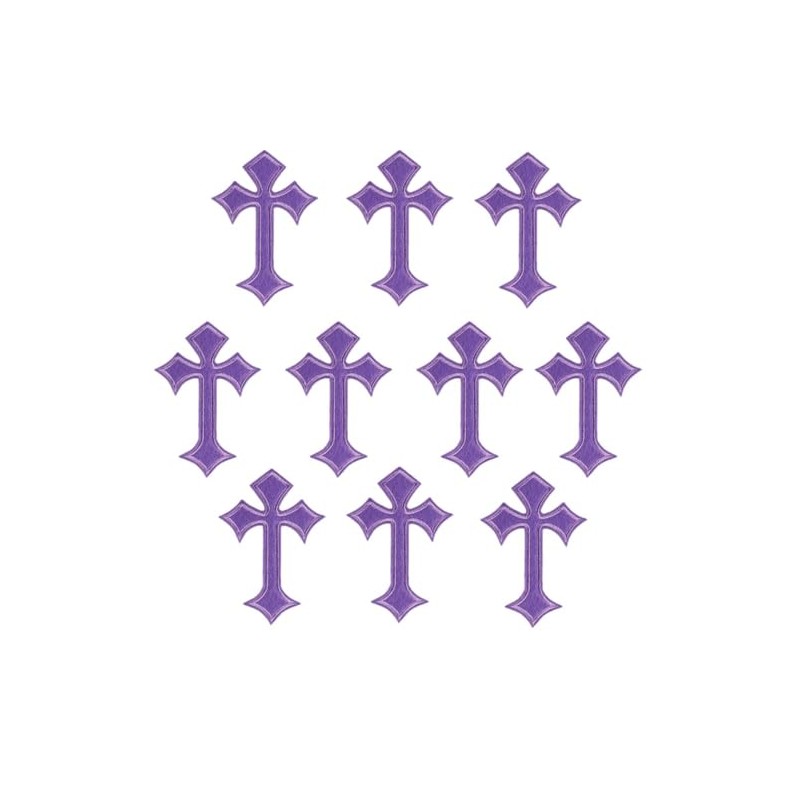Gothic Cross Iron-on Patches, Purple Decorative Appliques for Clothes and