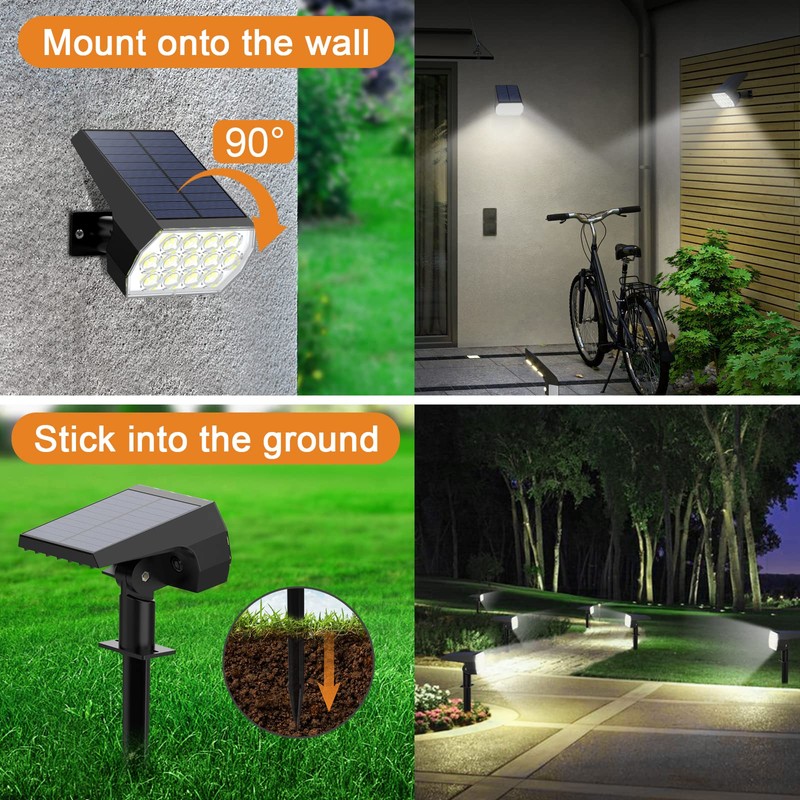WELALO Solar Spot Lights Outdoor, [6 Pack/65 LED/3 Modes] Solar