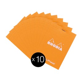 Rhodia 12558C Pack of 10 Notepads No. 12, 8.5 x 12 cm, 80 Sheets, Dot Lining, 80 g, Orange, 1 Pack