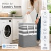 Collapsible Laundry Hamper Bag with Wooden Handles – 75L/20Gal Large