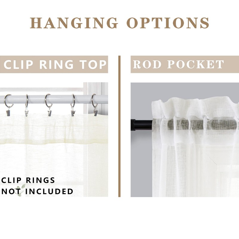 Cortinas semitransparentes de color marfil de 42 x 63 pulgadas