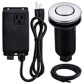 SINKINGDOM Garbage Disposal SinkTop Air Switch Kit with Long Button,Brass Made Cover,Brushed Nickel