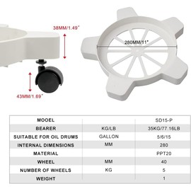 KOBSAINF 5 Gallon Bucket Dolly with 5 Smooth-Rolling Swivel Casters,75 lbs,No Tip or Spilling for 5 Gallon Bucket and Flowerpot,11" Inside Diameter