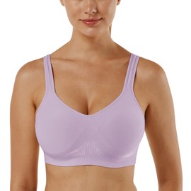 Vertvie Women's 1/2/3-Piece Set Sports Bra, Plain, Without Underwire, Bustier, Classic, Comfortable, Stretch Bra, Medium Support, Padded, Feel-Good Bra, purple