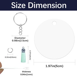 LIZOIDZSM 240 Pcs metal Sublimation Keychain Blanks Bulk,roundness Sublimation Ornament Blanks key chain,Double Sided Sublimation Blanks Keychain Heat Transfer Keychains Blanks with Tassels