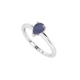 LUSTRE AND LIGHT Natural Lapis Lazuli Pear Stackable Ring for Women in Sterling Silver, September Birthstone Jewelry Gifts for Her (US-9, Prong-Set)