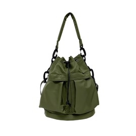 XMRSOY Drawstring Bucket Bag for Women Super Lightweight Nylon Crossbody Bag Tote Handbags for Travel Hiking Music Festival (Green)