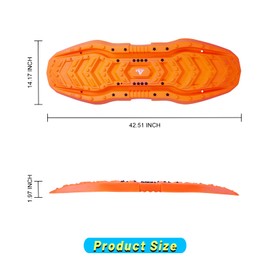 I1MOTOR Orange Recovery Boards Tire Traction Mats With Storage Bag, Assist Off-Road Trapped Vehicles To Escape, Mud, Snow And Climbing Obstacles, Car Extraction Accessories, 42.13"x13.98"x2.36",2pcs
