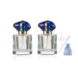 JJKMALL 2 Pack 30ml / 1 Oz Transparent Refillable Perfume Bottle, Portable Square Empty Glass Perfume Atomizer Bottle with Spray Applicator (2 Pack 30ml / 1.oz. Transparent)