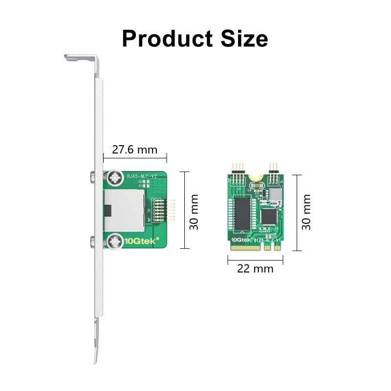 10Gtek M.2 A+E Key 2.5G Gigabit Ethernet Network Card, 18-cm