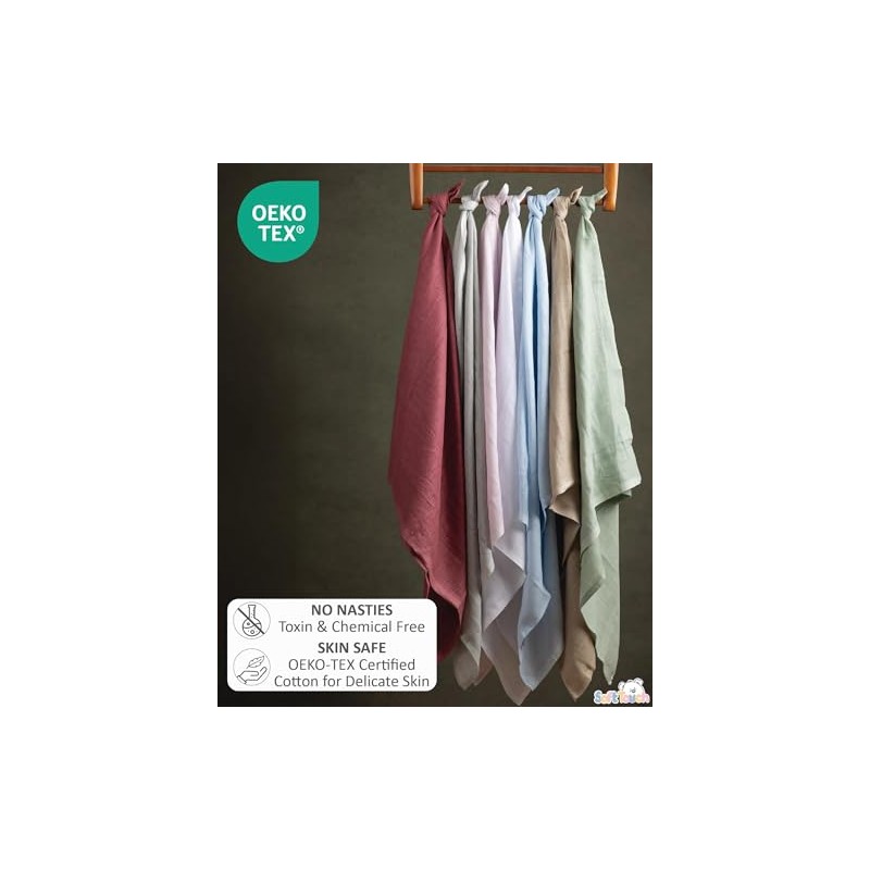 Soft Touch Newborn Essentials 100% Cotton Baby Muslin Cloths 6