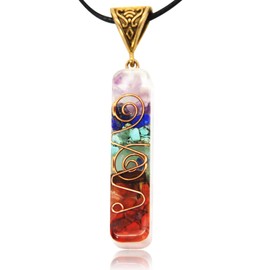 Orgone Chakra Pendant 7 Chakra Stones Necklace Orgonite Pendant with Adjustable Cord Crystals Necklace for Women Men