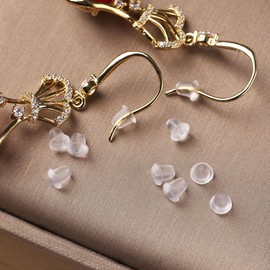 Silicone Earring Backs, 200 Pack Clear Hypoallergenic Replacement Stoppers for Stud, Post, Hoop, Fishhook Earrings