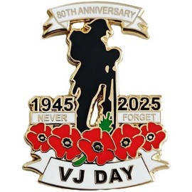 2025 VJ Day Pin Badge Brooch 80th Anniversary Lest We Forget 80 Years Victory Over Japan Pin Badge Brooch Decorations Veteran Gifts Memorabilia (E)