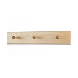 Solid Maple Shaker Peg Rack (Natural, 18" x 3.5" with 3 pegs)
