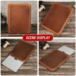CataPurus Top Grain Leather 14.2" Laptop Sleeve Case, Solid Vintage Design, Compatible with MacBook Pro 14" 2021 M1 A2442 & Old Versioned 13-13.3 Inch MacBook Pro/MacBook Air, Brown 14.2 Inch