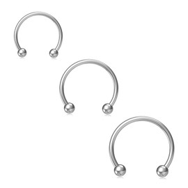 NZDLM Horseshoe Hoop Nose Rings Cartilage Earring Nose Septum Nose Nostril Stainless Steel Bull Nose Ring for Women Men Silver