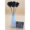 6 Black Half Open Bud Wooden Roses for Crafts Custom