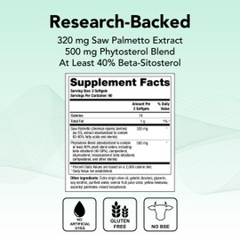 Theralogix Prostate SR Saw Palmetto & Beta-Sitosterol Supplement - Supports Healthy Urinary Tract Function in Men* - 90-Day Supply - NSF Certified - 180 Softgels