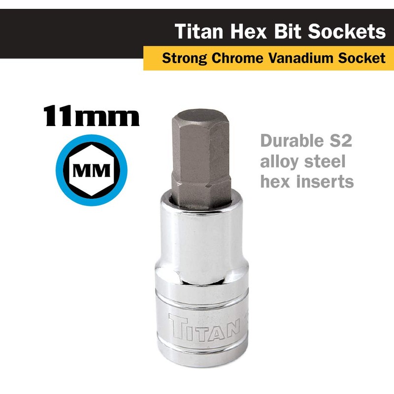 Titan 15611 1/2-Inch Drive x 11mm Hex Bit Socket