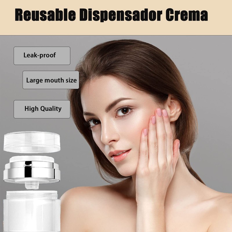 50ml Round Airless Pump Cream Container, Refillable Dispenser Cream Empty