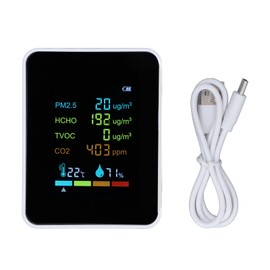 Air Quality Meter Digital Display Particle Detector PM2.5 HCHO TVOC CO2 Monitor Built in Battery