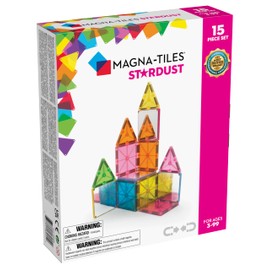 MAGNA-TILES Stardust 15-Piece Magnetic Construction Set, The ORIGINAL Magnetic Building Brand, 3-99 Years with 4 Mirrored Squares
