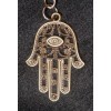 HAMSA HAND KEYCHAIN ~ Bronze Tone Metal Pendant Key Chain