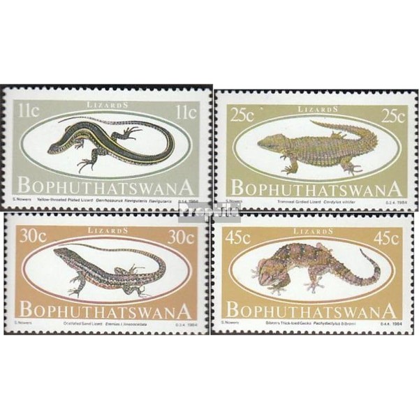 Bophuthatswana 129-132 (complete.issue.) FDC 1984 Lizards (Stamps for collectors) Amphibians/reptiles/dinosaurs