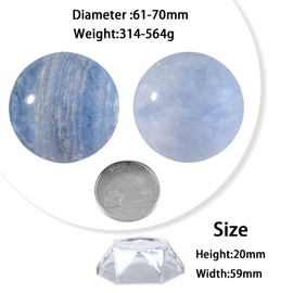 mookaitedecor Natural Celestite Crystal Ball with Acrylic Stand 61-70mm Fortune Telling Sphere Sculpture for Fengshui Meditation Crystal Healing Home Decoration