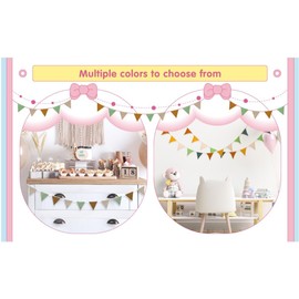 KFDDRN Pack of 10 Colourful Bunting Fabric Garland, Reusable Bunting, Banner Decoration Party, Rainbow Garland Birthday, for Children's Room, Party Decoration