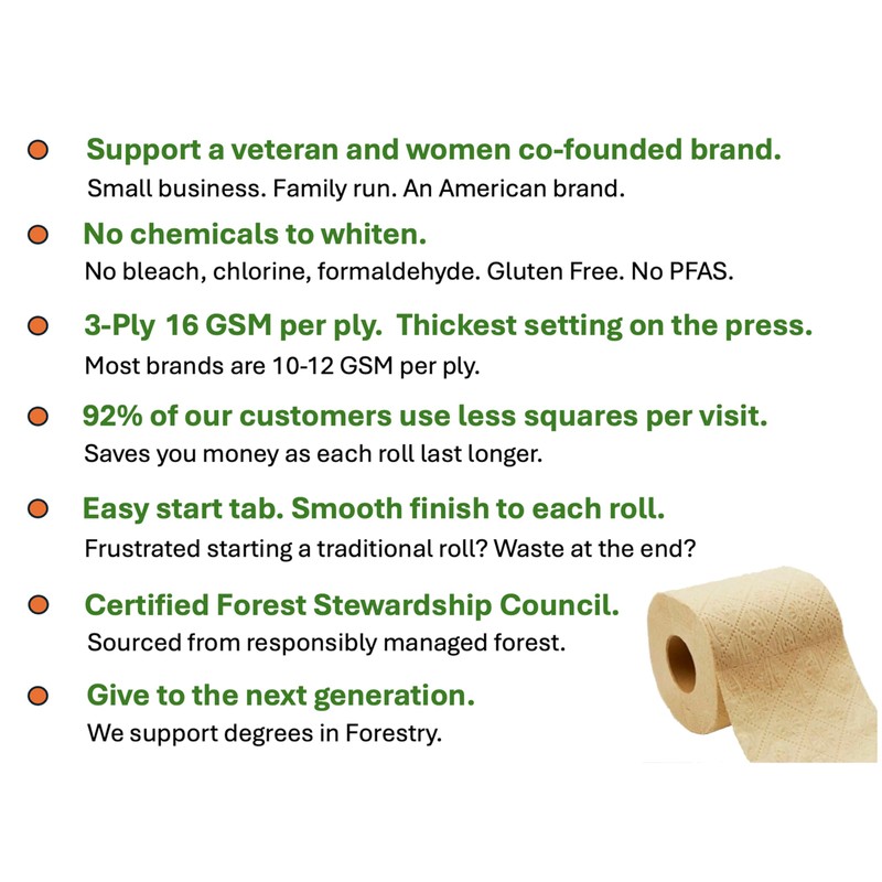 Purafide 100% Bamboo, thick 3-ply toilet paper, tree-free, unbleached, sustainable,