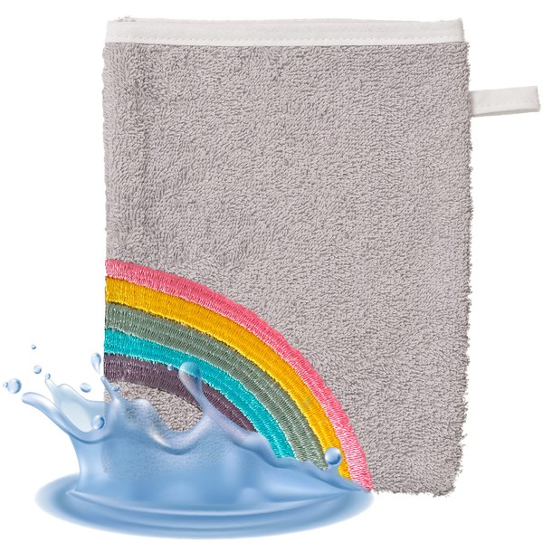 Smithy Wash Cloth Baby Rainbow Cloud 100% Cotton Terry Cloth Wash Mitt Children Boys & Girls Gift for Birth