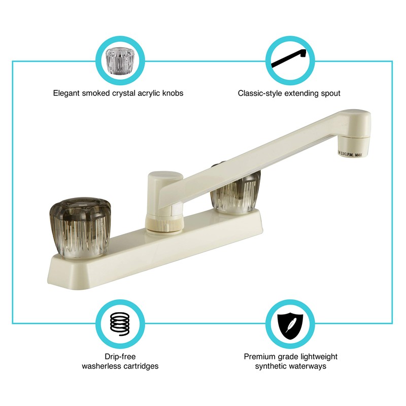Dura Faucet DF-PK600S-BQ RV Kitchen Sink Faucet with Smoked Acrylic