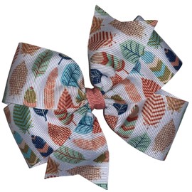 Feathers Pinwheel Hair Bow 4"