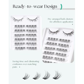 Onlyall Lash Clusters Eyelash Extensions Pre-styled False Eyelashes Clusters Natural C Curl Lash Clusters Wispy False Lashes Clusters Eyelash Clusters Wispy-26