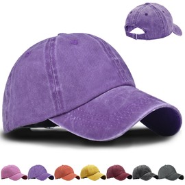 XIEXIESHER Baseball Cap Boys Girls 52-56 cm Adjustable Size Plain Cotton Youth Baseball Cap Suitable for Children or Adults Outdoor Sports Parasol Base Cap, purple