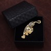 YYBONNIE Antique Gold Tone Austrian Crystal Black Enamel Tiger Wildlife