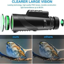12 x 50 Zoom Monocular Telescope Adult with Smartphone Holder Tripod, Robust Rubber Armour, for Wildlife, Bird Watching, Hiking, Hunting, Camping, Ideal for Nature Watchers