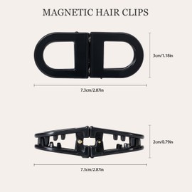 Sunolga Magnetic Hair Clips, Decorative Strong Hold No-Slip Claw Clips, 6pcs DIY Cute Magnetic Seamless Hairstyling Accessories for Easy Half-Up Hairstyles, Lightweight Hairclips Suit All Hair Types