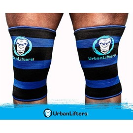 Knee Sleeves Double Ply Weight Lifting, Powerlifting Knee Sleeve, Weight Lifting Knee Sleeves Women & Men, Knee Compression Sleeve for Bodybuilding (Black & Blue, X-Large)