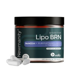 NEWMANITY Digestive Lipo BRN con Theobromina, Oleoylethanolamida e InnoSlim - 180 Cápsulas con L Carnitina, Café Verde, Vinagre de Manzana - Termogénicas para Energía y Bienestar Metabólico - Vegano
