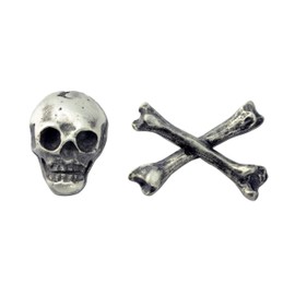 STOCKPINS Skull and Crossbones Jolly Roger Lapel Pin Set – 3D Costume Hat Pins for Bikers, Pirates, and Goth Enthusiasts Made in USA